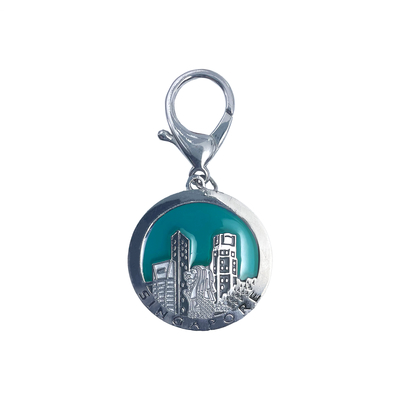 खरीदें Singapore Shiny Silver Translucent Enamels Keychain – A Stunning Tribute to Urban Elegance ऑनलाइन निर्माण