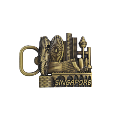 खरीदें Antique Gold Singapore Signage Bottle Opener Vintage Metal Die-casting Round 2.5 ऑनलाइन निर्माण